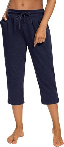 Women Yoga Capri Pants Comfy Drawstring Lounge Sweatpants with Side Pockets in Saudi Arabia