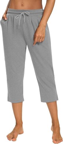 Women Yoga Capri Pants Comfy Drawstring Lounge Sweatpants with Side Pockets in Saudi Arabia
