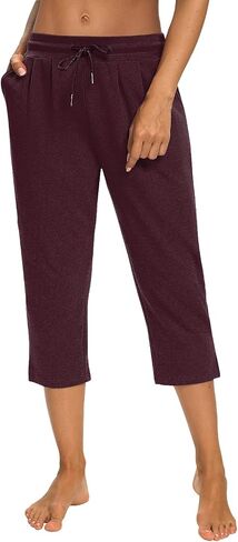 Women Yoga Capri Pants Comfy Drawstring Lounge Sweatpants with Side Pockets in Saudi Arabia