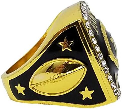Decade Awards 2018 Gold Fantasy Football Champion Ring with Rhinestone Border | Heavy FFL League Champ Ring with Stand in Saudi Arabia