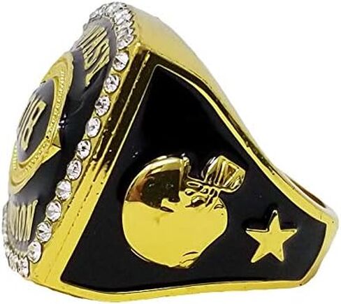 Decade Awards 2018 Gold Fantasy Football Champion Ring with Rhinestone Border | Heavy FFL League Champ Ring with Stand in Saudi Arabia