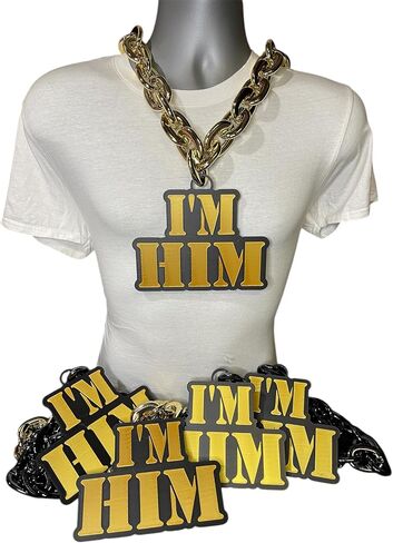 Custom Made I'm HIM Logo Fan Chain, Turnover Chain- Your Logo on Metallic Chain, 6" Personalize Your Sports Team, School, Business, Medal, Trophy, Award, Touchdown, Homerun, MVP, Hype, GOAT, Champion. Baseball, Football, Softball, Cheer, Bachelorette, Bac in Saudi Arabia
