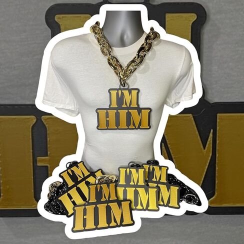 Custom Made I'm HIM Logo Fan Chain, Turnover Chain- Your Logo on Metallic Chain, 6" Personalize Your Sports Team, School, Business, Medal, Trophy, Award, Touchdown, Homerun, MVP, Hype, GOAT, Champion. Baseball, Football, Softball, Cheer, Bachelorette, Bac in Saudi Arabia