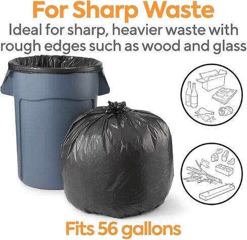 STAPLES COASTWIDE 50-56 Gallon Industrial Trash Bag, 43" x 46", Low Density, 1.5 mil, Black, 5 Rolls (CW22341) in Saudi Arabia