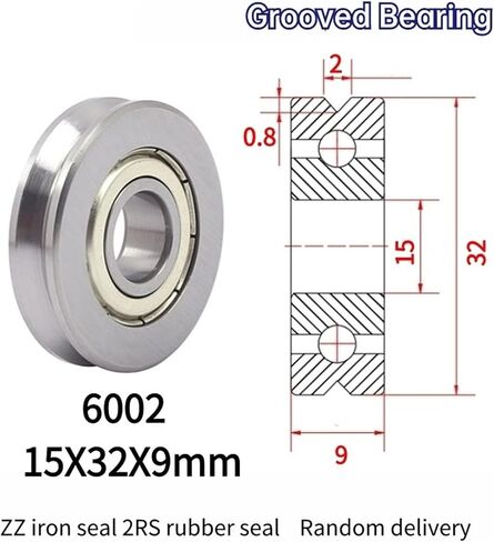10PCS Straightening Mixed Wheel Over Line with Groove Bearing V6002 15X32X9MM Pulley V Groove Type(V6002-3-1) in Saudi Arabia