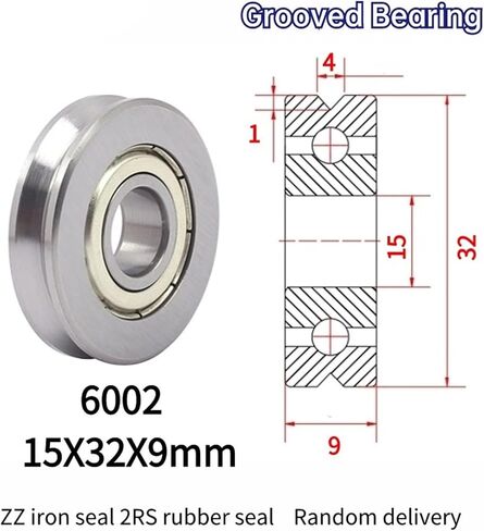 10PCS Straightening Mixed Wheel Over Line with Groove Bearing V6002 15X32X9MM Pulley V Groove Type(V6002-3-1) in Saudi Arabia
