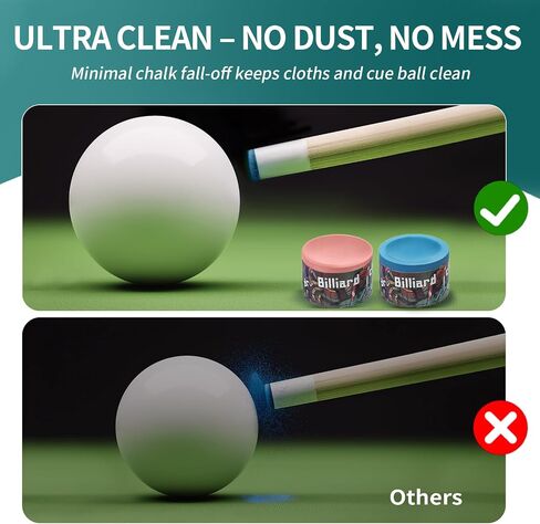 Pool Cue Chalk 1 Pack, Premium Round Pool Stick Chalk Billiard Table Accessories for Professional Tournament, Clubs, Bars, Home (Outstanding Performance, Reduce Miscue, Durable)- Blue in Kuwait