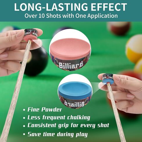 Pool Cue Chalk 1 Pack, Premium Round Pool Stick Chalk Billiard Table Accessories for Professional Tournament, Clubs, Bars, Home (Outstanding Performance, Reduce Miscue, Durable)- Blue in Kuwait