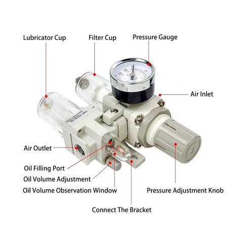 Compressor Filter Manual Drainage Supply Air Filters Pump Moisture Pneumatic Pressure Regulator Oil Separator(Only AC2010-02,Fiber Filter) in Kuwait