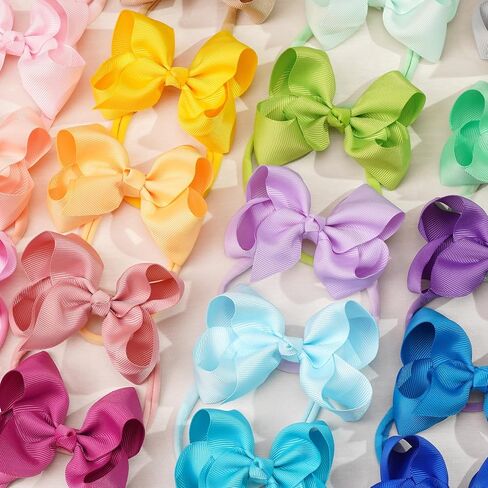 CÉLLOT 40 Colors Baby Bow Headbands 2.75" Hair Bows Super Soft Nylon Headbands for Baby Girls Infants preemie and Newborn Kids Hair Accessories in Saudi Arabia