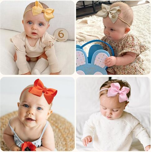 CÉLLOT 40 Colors Baby Bow Headbands 2.75" Hair Bows Super Soft Nylon Headbands for Baby Girls Infants preemie and Newborn Kids Hair Accessories in Saudi Arabia