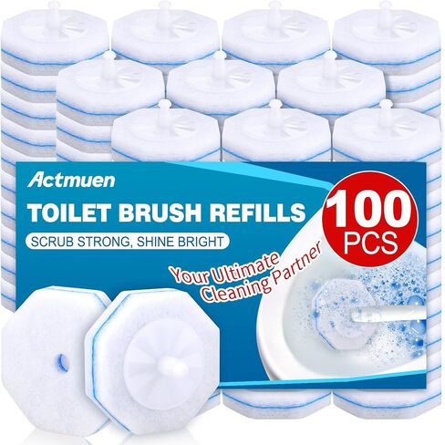 100pcs Disposable Toilet Brush Replacement Head,Bathroom Cleaning,Disposable Bowl Cleaners Compatible with Most Toilet Brushes in Saudi Arabia