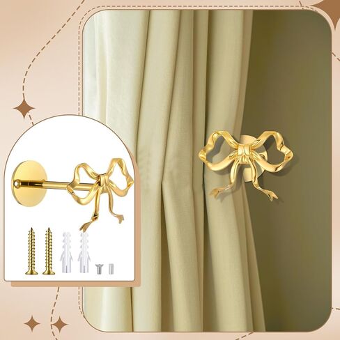 Blulu 2 PCS Metal Bow Stainbacks Holdbacks Qualed Bow Starting Starks Hold for Startains Alegant Gold Holds for Beed Room Bed Room Office Home in Saudi Arabia