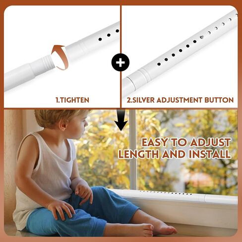 Sliding Door Security Bar, 17.1-51" Adjustable Lock Bar with Rubber Tips, 1.25" Thickened Metal for Sliding Window & Door, White, Fortify Your Home Entry Points in Saudi Arabia