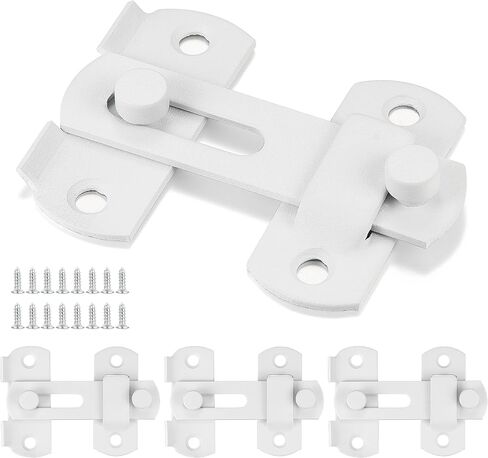 4 Packs Barn Door Latches，2.75" x 2.02" Matte White Stainless Steel barn gate flip Door Latch Bi-fold Door Lock,Sliding Door Lock Gate Latches Wine Cabinet Closet Door Latches，White Finish in Saudi Arabia