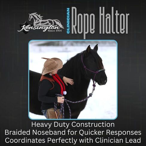 Kensington Clinician Rope Halter - Horse Halter with Tri-Colored Braided Noseband and Snug Fit in Kuwait