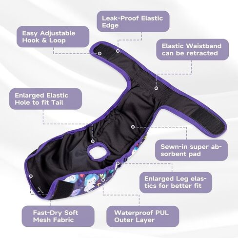 باو ليجند حفاضات قطط قابلة لاعادة الاستخدام (عبوة من 3 قطع) مع حفاضات قطط جيدة الامتصاص للقطط والقطط الذكور، سهلة الارتداء حفاضات رائعة للقطط بمقاس محكم in Kuwait