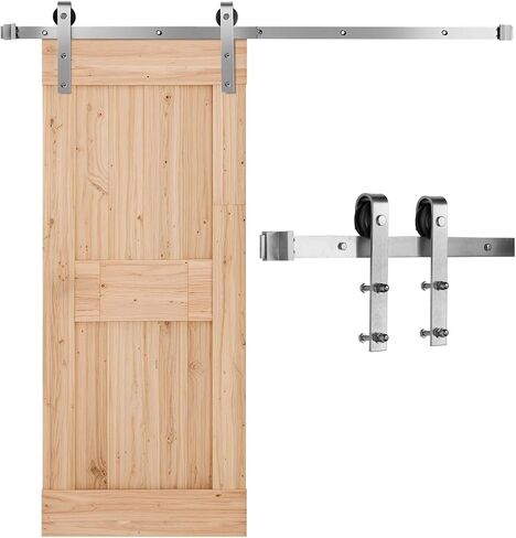 VEVOR 6FT Brushed Nickel Sliding Barn Door Hardware Kit, 330 LBS Weight Capacity, Compatible with 36 Inches Max Width & 1-3/8 to 1-3/4 Inches Thickness Single Door, Durable Track & J-Shape Roller in Saudi Arabia