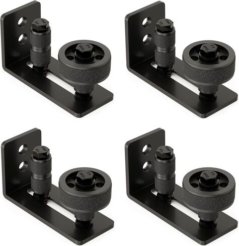 Barn Door Floor Guide, Wall Mounted Barn Door Rollers for Bottom Adjustable Roller, 8 Setup Options Sliding Door Guide, Adjustable Stay Roller with Flush Design and Felt Strips, Black, 2 Pack in Kuwait