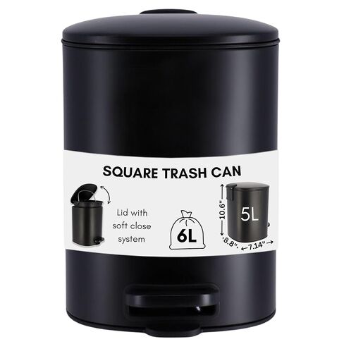 يمكن أن تكون القمامة المعدنية الأنيقة مع غطاء قرب ناعم صامت ، وسعة كبيرة 5L - 1.3 جالون ، ودواسة قدم متينة للتشغيل الخالي من اليدين ، وتصميم مربع حديث - مثالي للحمام أو المنزل أو المكتب (الكروم) in Kuwait