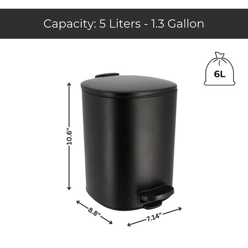 يمكن أن تكون القمامة المعدنية الأنيقة مع غطاء قرب ناعم صامت ، وسعة كبيرة 5L - 1.3 جالون ، ودواسة قدم متينة للتشغيل الخالي من اليدين ، وتصميم مربع حديث - مثالي للحمام أو المنزل أو المكتب (الكروم) in Kuwait
