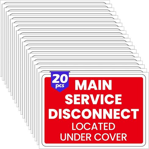 20 Pack Emergency Disconnect Sticker 5"x 3.5" Vinyl Emergency Shut off Sign Heavy Duty Waterproof Main Service Disconnect Labels for Electrical Danger Notice Indoor Outdoor in Saudi Arabia