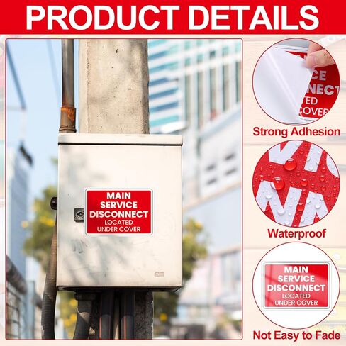 20 Pack Emergency Disconnect Sticker 5"x 3.5" Vinyl Emergency Shut off Sign Heavy Duty Waterproof Main Service Disconnect Labels for Electrical Danger Notice Indoor Outdoor in Saudi Arabia