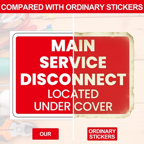 20 Pack Emergency Disconnect Sticker 5"x 3.5" Vinyl Emergency Shut off Sign Heavy Duty Waterproof Main Service Disconnect Labels for Electrical Danger Notice Indoor Outdoor in Saudi Arabia