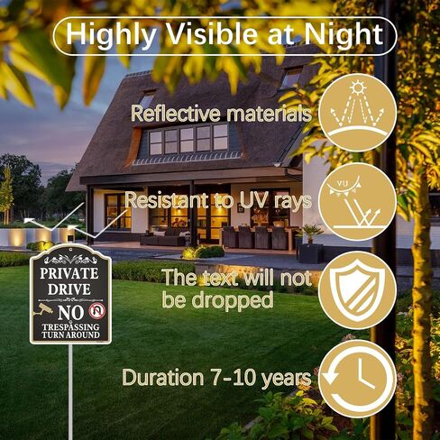 2 Pack Private Drive No Trespassing مع حصة 10 × 12 بوصة لا تدور حول علامة ممر خاص علامات الألومنيوم المعدنية عاكسة ، محمية بالأشعة فوق البنفسجية ، مقاومة للطقس ، مقاومة تتلاشى in Kuwait