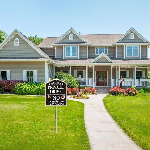 2 Pack Private Drive No Trespassing مع حصة 10 × 12 بوصة لا تدور حول علامة ممر خاص علامات الألومنيوم المعدنية عاكسة ، محمية بالأشعة فوق البنفسجية ، مقاومة للطقس ، مقاومة تتلاشى in Kuwait