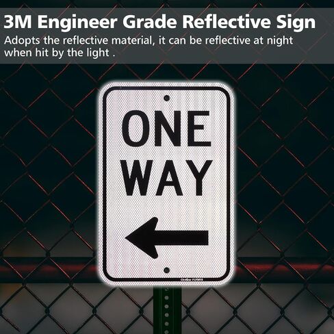 GicnKeuz One Way Sign with Left Arrow, 18x12 Inches Rust Free Engineer Grade Reflective Aluminum,Fade Resistant,Two pre-drilled holes, Outdoor Use(1 Pack) in Saudi Arabia
