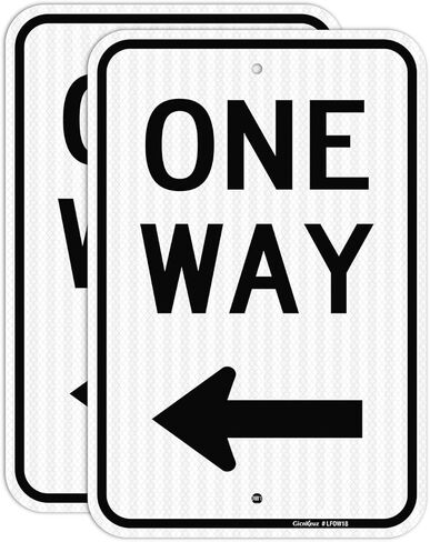 GicnKeuz One Way Sign with Left Arrow, 18x12 Inches Rust Free Engineer Grade Reflective Aluminum,Fade Resistant,Two pre-drilled holes, Outdoor Use(1 Pack) in Saudi Arabia