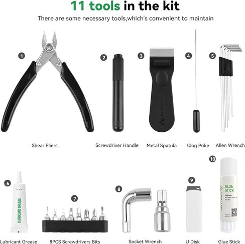 Creality Official General Tool Box Kit 3D Printer Tool Kit Set 11PCS in 1 Essential 3D Print Accessories for Finishing, Cleaning, Printing,Removal Tool Included for All FDM Printers ﻿ in Saudi Arabia