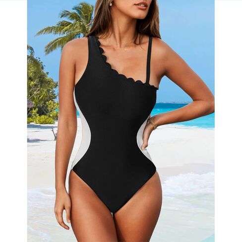 YNIQUE Women's Swimsuits 2025 One Shoulder High Waist One Piece Bathing Suit U-Neck Tummy Control Monokini in Saudi Arabia