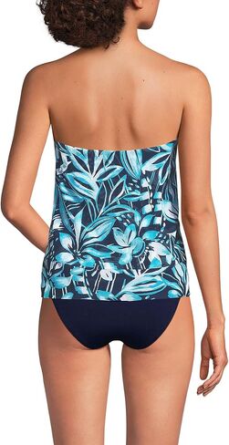 Lands 'End Women's Chlorine Mesh Bandeau High Leg Fauxkini One Piece Swimsuit in Kuwait