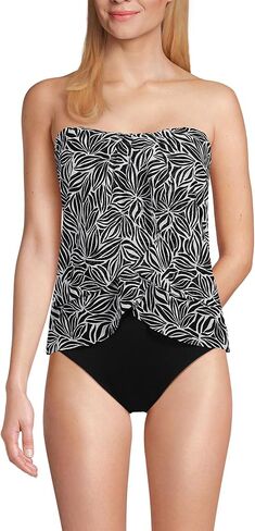 Lands 'End Women's Chlorine Mesh Bandeau High Leg Fauxkini One Piece Swimsuit in Kuwait