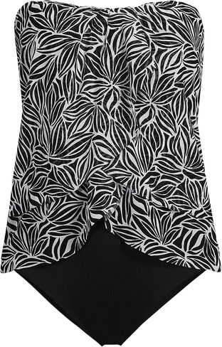 Lands 'End Women's Chlorine Mesh Bandeau High Leg Fauxkini One Piece Swimsuit in Kuwait