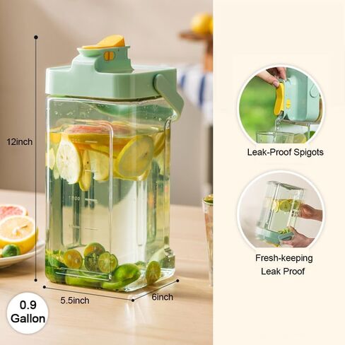 0.9 Gallon Drink Dispenser with Spigot,100% Leakproof,Sealed and Filter screen,Milk,Lemonade Dispenser,Juice Containers With Lids For Fridge and Dairly Use,Beverage Liquid Drink Container for Party in Saudi Arabia