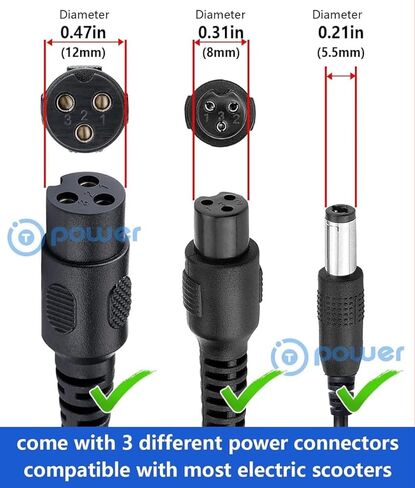 T Power 42V Charger لـ Hyleton ، Veveline ، Gotrax ، Jetson ، Swagtron ، Brid ، Segway HY-A02 HYA02 HLT-180-4201500 ، HLT-180-4202000 الدراجة الكهربائية SCOTER SCOOTER SCOOTER ACTER ACTORE in Saudi Arabia