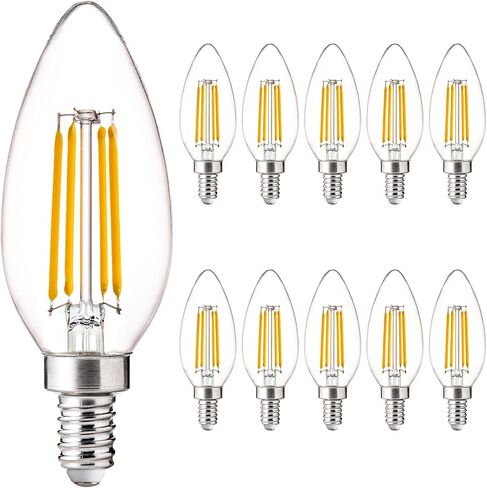 E12 Base LED Candelabra Bulbs 40W Equivalent, 2700K Soft White, B11 4W LED Light Bulbs for Chandelier, 90 CRI, 450LM, Non-Dimmable, 10 Pack in Kuwait