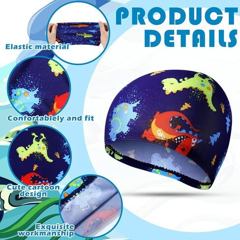Geyoga 6 PCS Kids Swim Caps for Boys Girls Swimming Cap for Kids Toddler Swim Caps Quick Dry Fun Cartoon Caps Cap 1-6 Year in Saudi Arabia