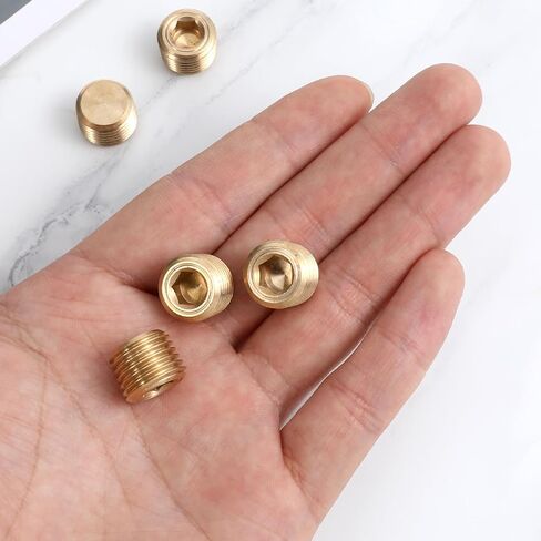 5 PCS 1/4" NPT Male Pipe Plug Fitting Set Brass Hex Counter Sunk PlugS for Pipe Ends, Internal Hex Socket Thread Plug Kit in Saudi Arabia