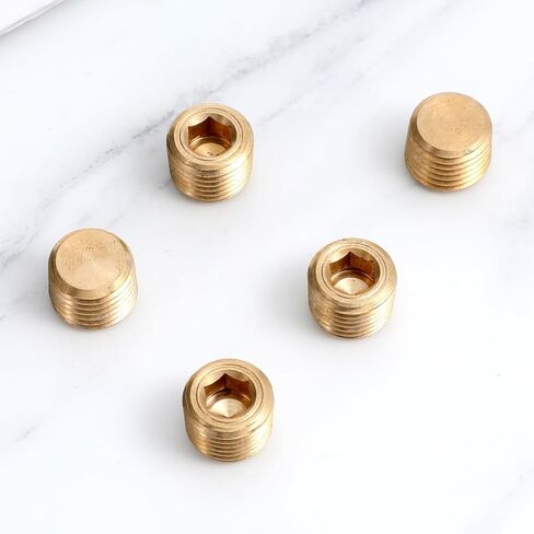 5 PCS 1/4" NPT Male Pipe Plug Fitting Set Brass Hex Counter Sunk PlugS for Pipe Ends, Internal Hex Socket Thread Plug Kit in Saudi Arabia