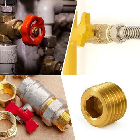 5 PCS 1/4" NPT Male Pipe Plug Fitting Set Brass Hex Counter Sunk PlugS for Pipe Ends, Internal Hex Socket Thread Plug Kit in Saudi Arabia