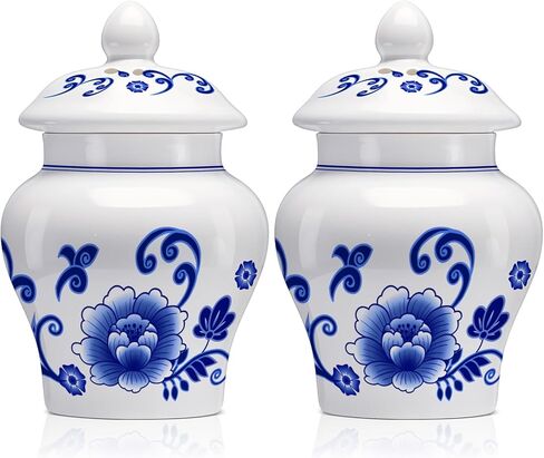 Maxdot 2 حزمة الملح chinoiserie الملح والفلفل الهزازات عتيقة 3 بوصة مصغرة جرة الزنجبيل الأزرق والأبيض لمطبخ هدايا مطعم المطبخ الديكور in Kuwait