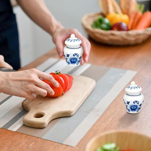 Maxdot 2 حزمة الملح chinoiserie الملح والفلفل الهزازات عتيقة 3 بوصة مصغرة جرة الزنجبيل الأزرق والأبيض لمطبخ هدايا مطعم المطبخ الديكور in Kuwait
