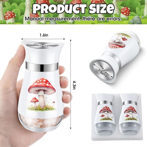 Maxdot 2 PCS الملح والفلفل المهزون مجموعة لطيف حاويات الفلفل الملح الفولاذ المقاوم للصدأ مع زجاجة زجاجية لطهي المطبخ ، الشواء ، بار ، طاولة ، رف ، معسكر (الفطر) in Saudi Arabia
