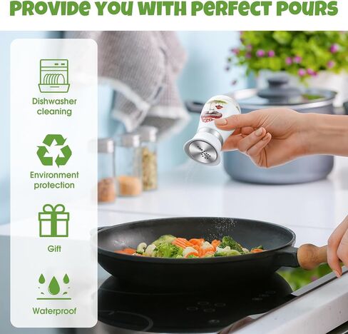 Maxdot 2 PCS الملح والفلفل المهزون مجموعة لطيف حاويات الفلفل الملح الفولاذ المقاوم للصدأ مع زجاجة زجاجية لطهي المطبخ ، الشواء ، بار ، طاولة ، رف ، معسكر (الفطر) in Saudi Arabia