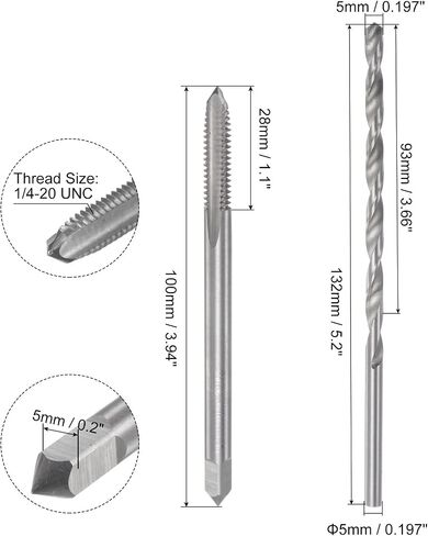مجموعات الحنفية واللقم من uxcell، 6#-32 UNC H2 صنبور طحن مستقيم لآلة الناي طويل جدًا، 2.5 مم من الفولاذ عالي السرعة (HSS) لقمة مثقاب ملتوية in Saudi Arabia