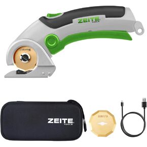 مقصات Zeite 4V اللاسلكية ، قاطع صندوق من الورق المقوى الكهربائي مع شفرات HSS المطلية باليتانيوم ، قاطع دوار مع قفل أمان لقطع نسيج السجاد الجلدي ، الخياطة ، الصياغة ، حالة التخزين in Kuwait